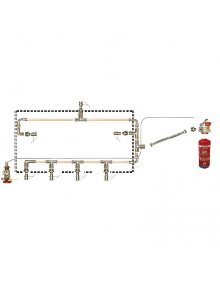 Sistema extinción automática cocinas PROTEX en campana de 400 cm