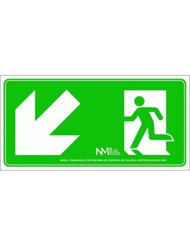 Señal Salida escalera izquierda abajo Clase B PREMIUM