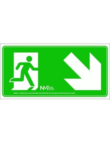 Señal Salida escalera derecha abajo Clase B PREMIUM