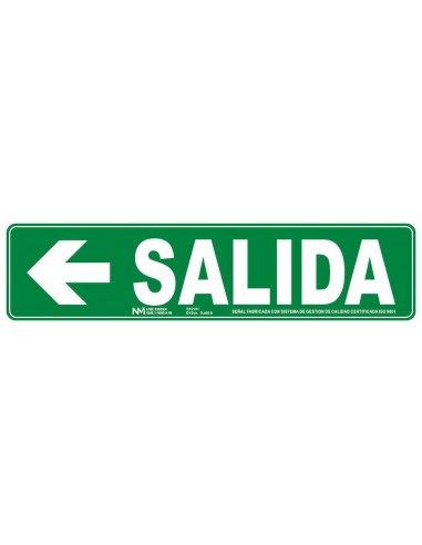 Cartel Salida flecha izquierda clase B PREMIUM