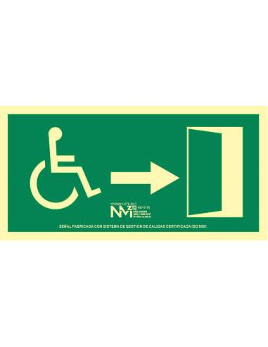 Señal minusválido Evacuación flecha derecha clase A (fabricación especial) PREMIUM
