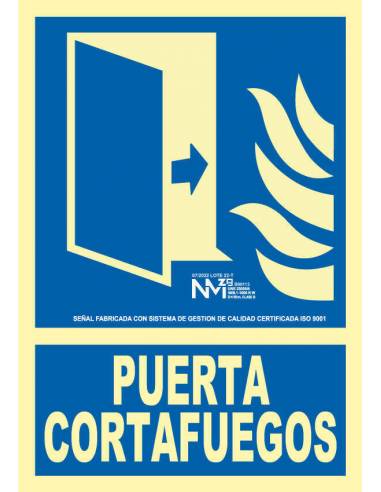 SEÑAL PUERTA CORTAFUEGOS PVC 1MM CLASE A 210X300MM PREMIUM
