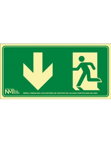 Señal evacuación Flecha abajo clase b PREMIUM